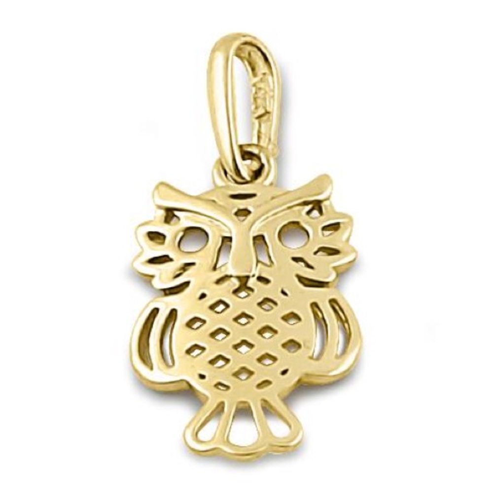 Solid 14k Yellow Gold Owl Pendant *Dainty*